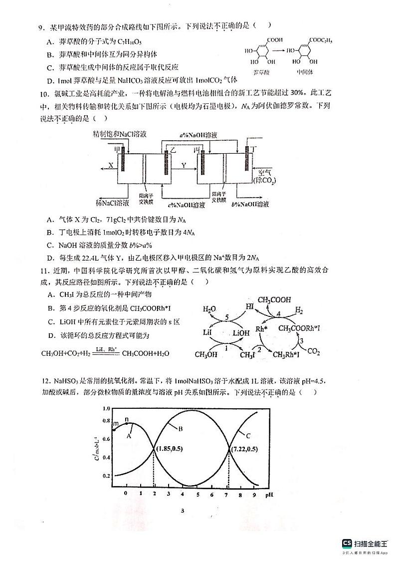 2024南宁高二上学期期末考试化学PDF版含答案03