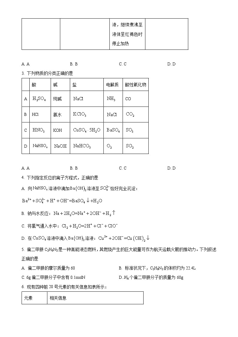 2024省齐齐哈尔高一上学期期末考试化学含解析第2页