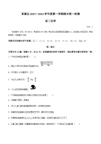 北京市东城区2023-2024学年高三上学期期末统一检测化学试卷（含答案）