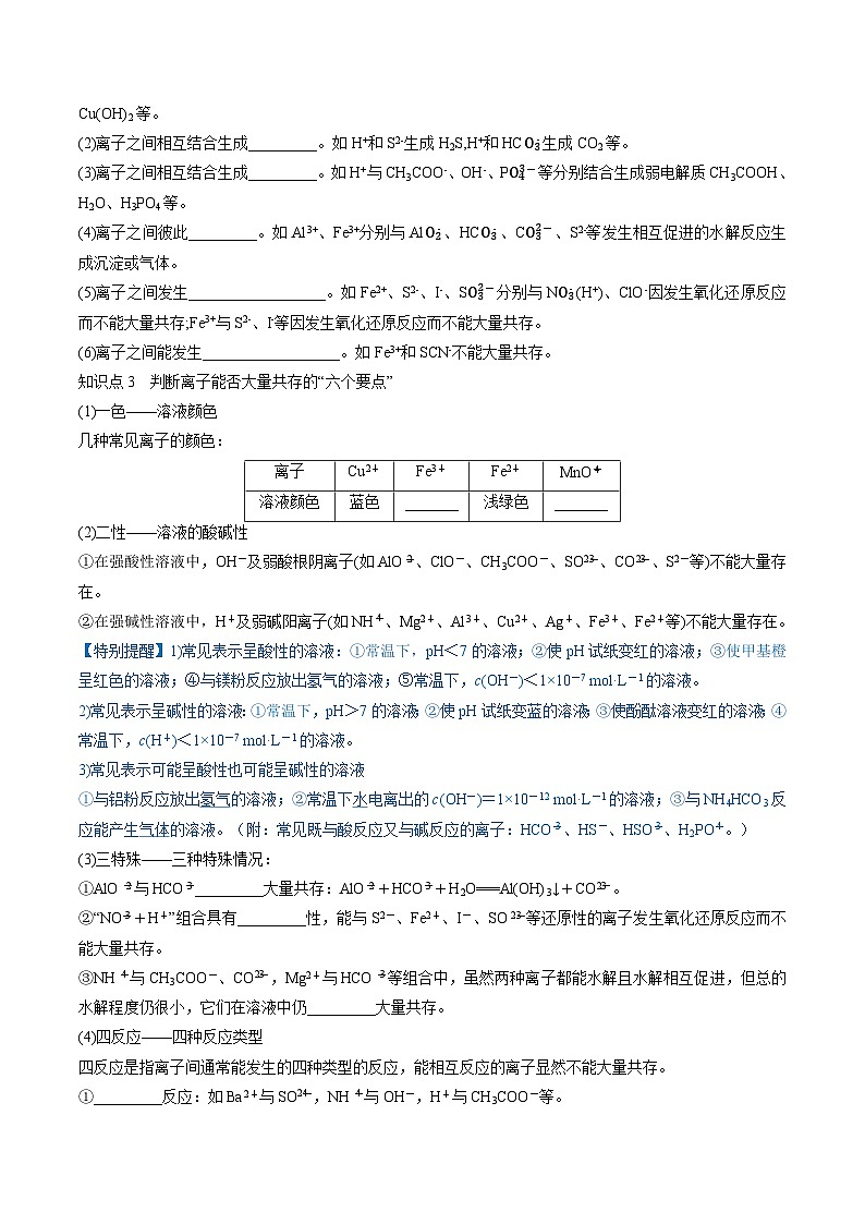 第06讲 离子共存、离子的检验与推断(讲义)-备战2024年高考化学一轮复习精品课件+讲义+练习(新教材新高考)03