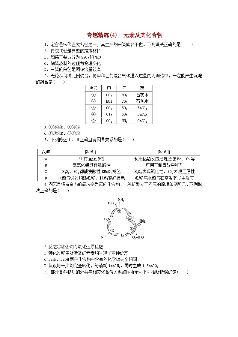 新教材2024高考化学二轮专题复习专题4元素及其化合物课时作业第1页