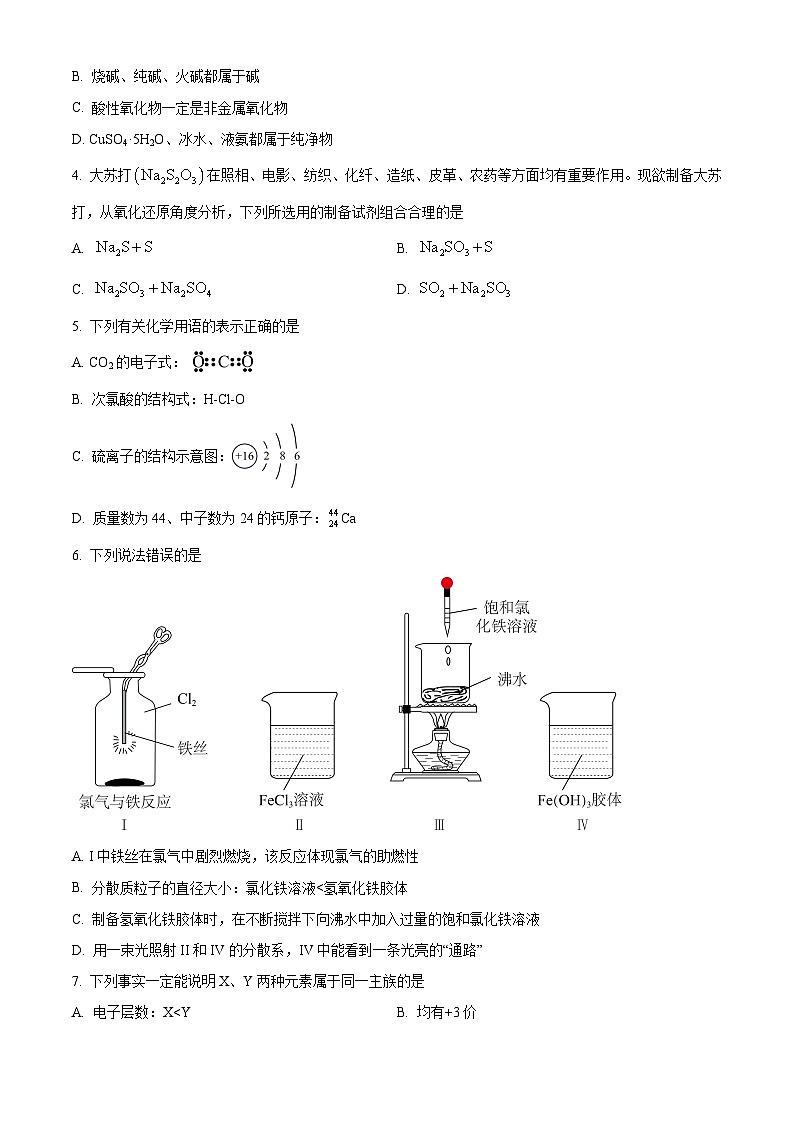 四川省綿陽(yáng)市東辰學(xué)校2022-2023學(xué)年高一上學(xué)期期末模擬化學(xué)試卷   Word版無(wú)答案第2頁(yè)