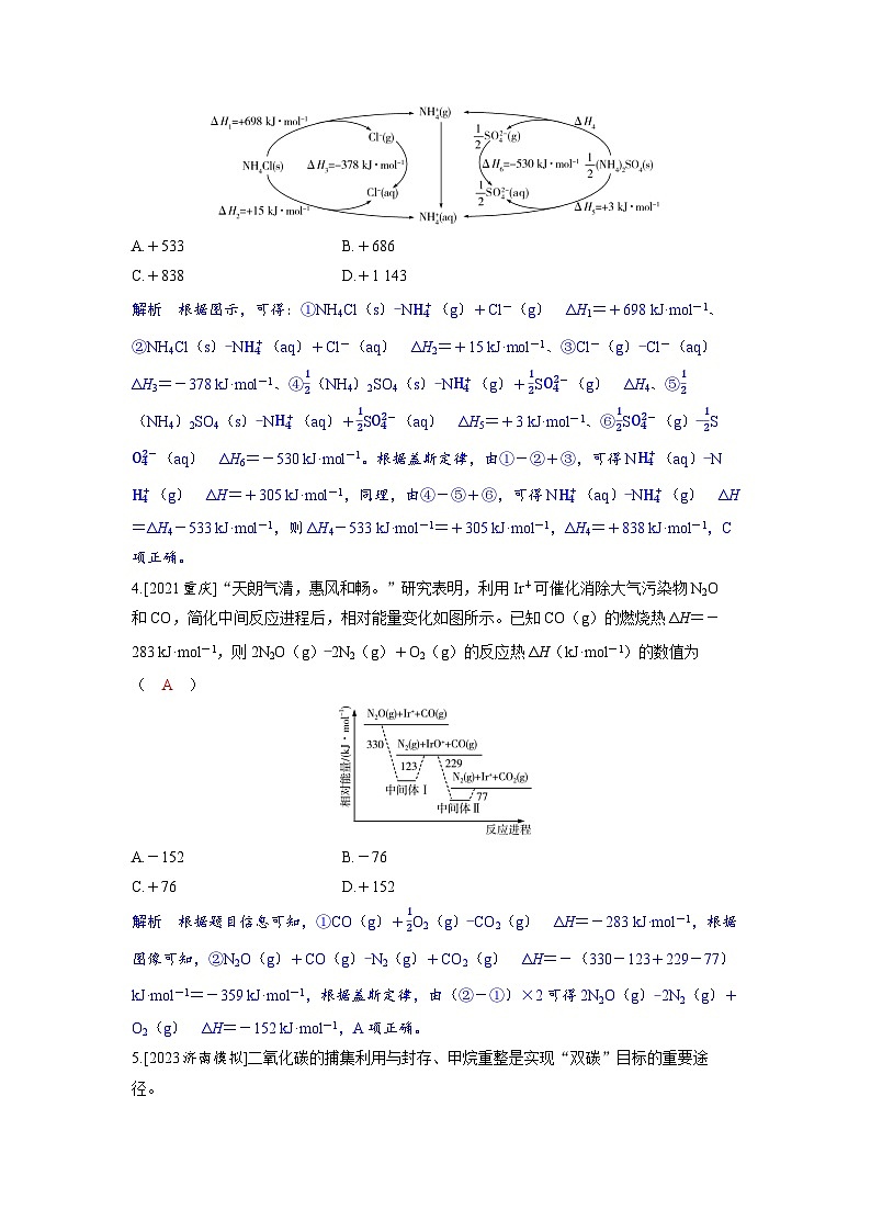 备考2024届高考化学一轮复习分层练习第六章化学反应与能量变化第2讲盖斯定律及其应用02