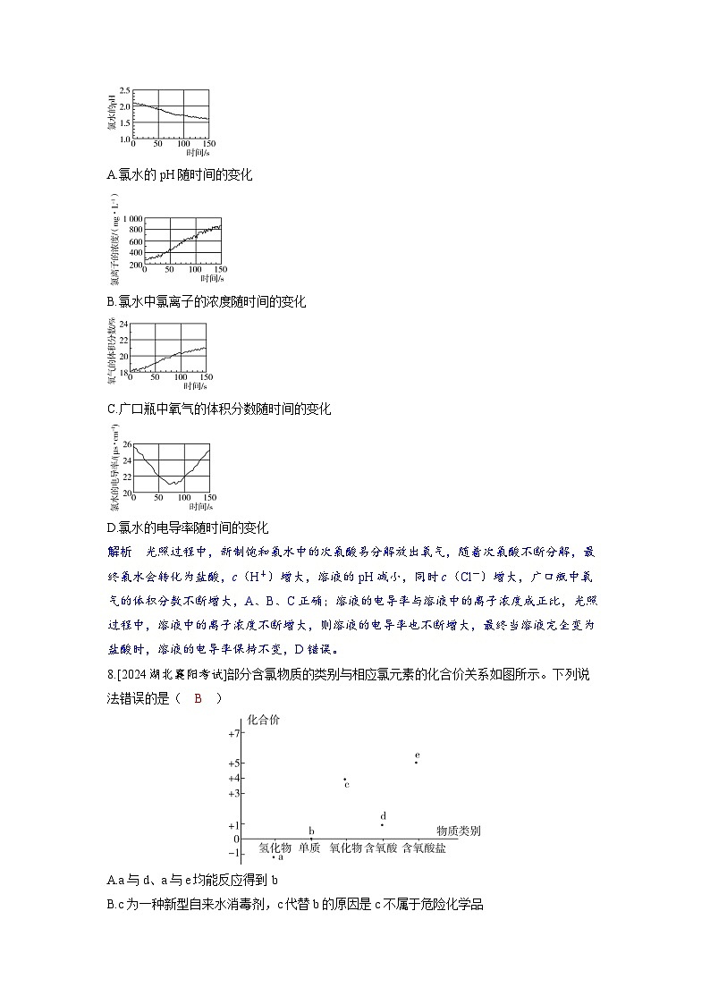 备考2024届高考化学一轮复习分层练习第四章非金属及其化合物第1讲氯及其化合物第3页