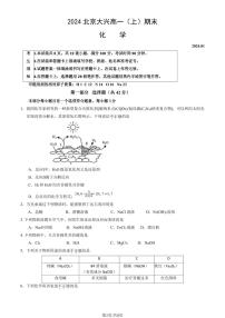 北京大興區(qū)2023-2024高一上學(xué)期期末化學(xué)試卷及答案