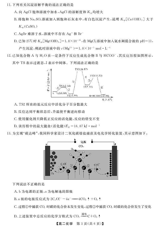 2024北海高二上学期1月期末考试化学PDF版含答案03