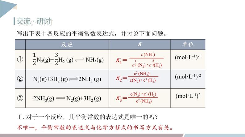 2.2 课时1 化学平衡常数  课件 高二化学鲁科版（2019）选择性必修107