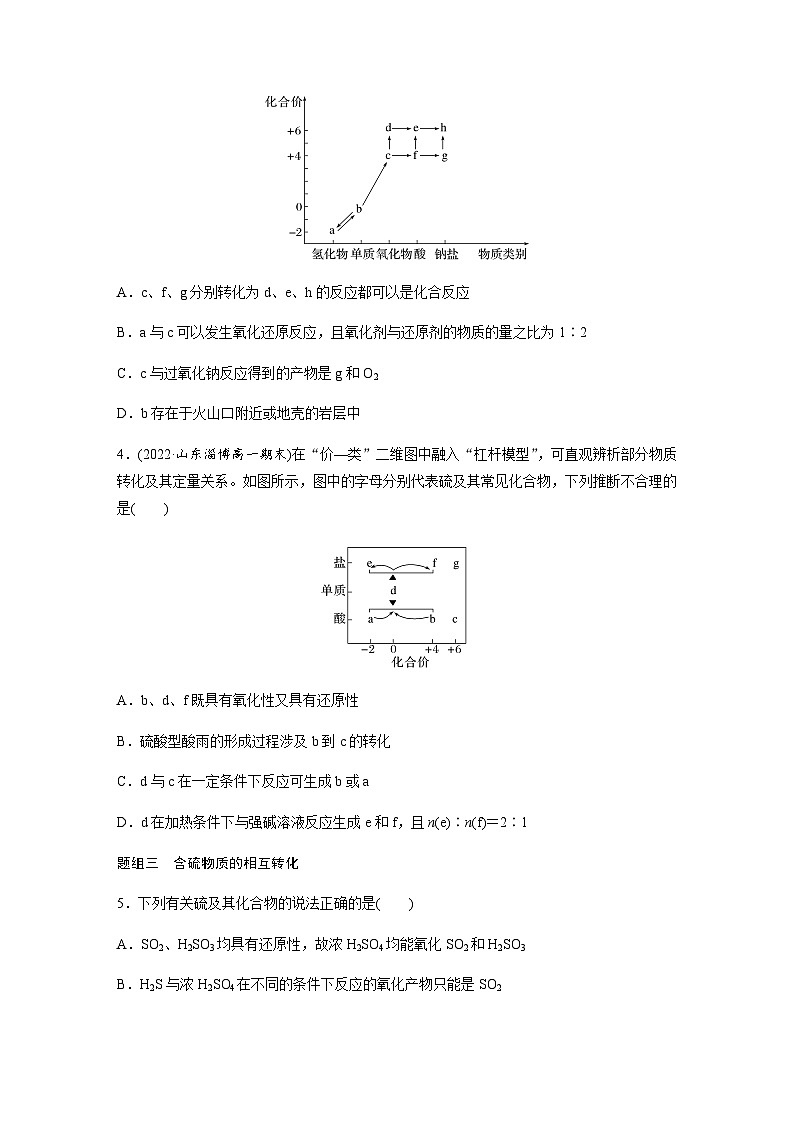 第五章 第一节 第3课时 不同价态含硫物质的转化 课后练(含答案)—2024春高中化学人教版必修二第2页