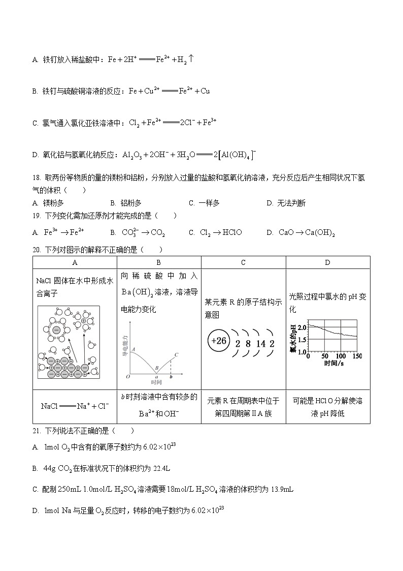 2024北京延庆区高一上学期期末考试化学含答案03