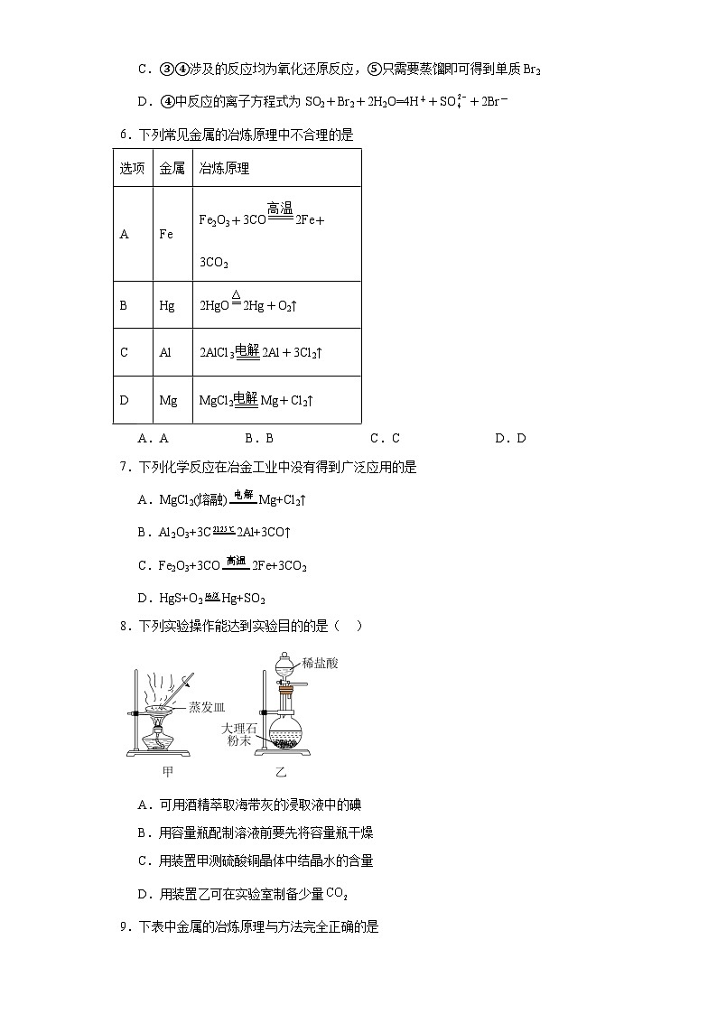8.1.自然资源的开发利用 专项训练 高中化学人教版(2019)必修第二册第2页