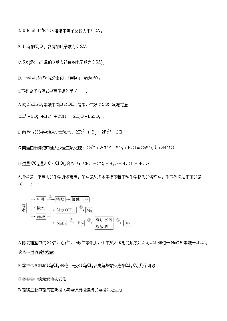 福建省莆田第一中学2023-2024学年高一上学期期末考试化学试题(含答案)第2页