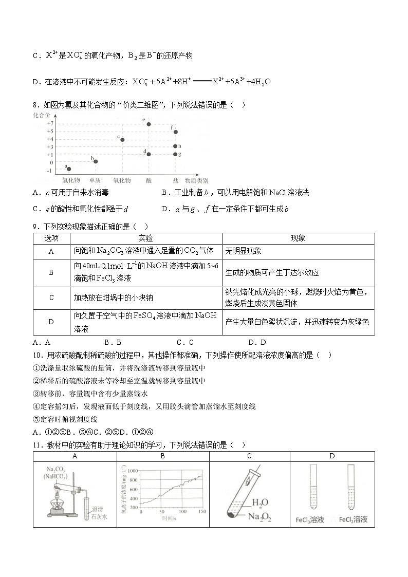 安徽省合肥市第一中学2023-2024学年高一上学期期末考试化学试题第3页