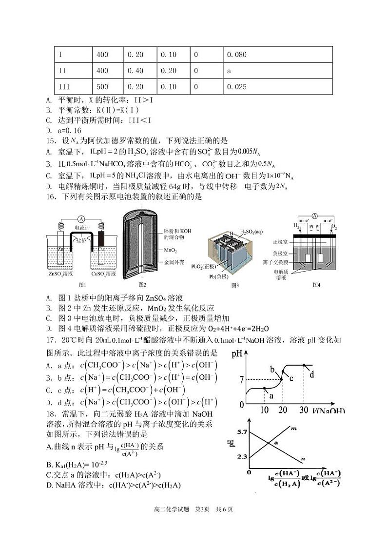陕西省宝鸡市渭滨区2023-2024学年高二上学期期末考试化学试题第3页