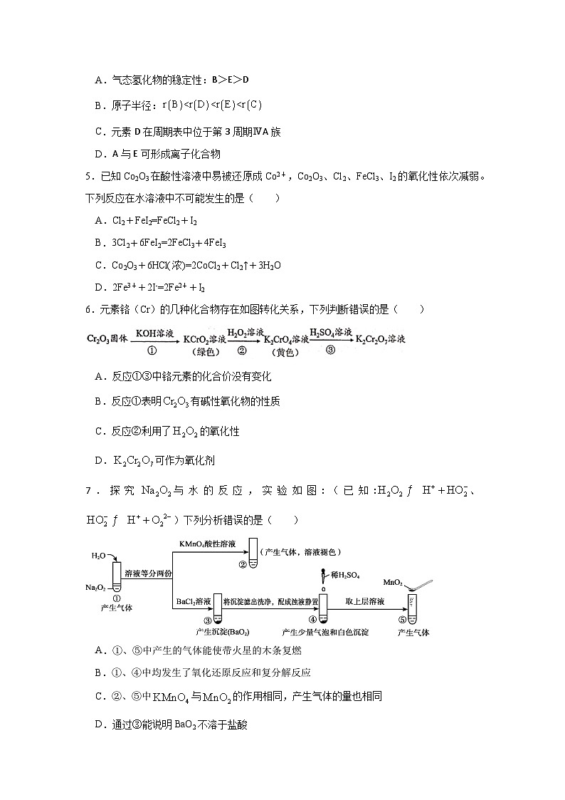 安徽省亳州市二完中2023-2024学年高一上学期期末考试化学试题第2页