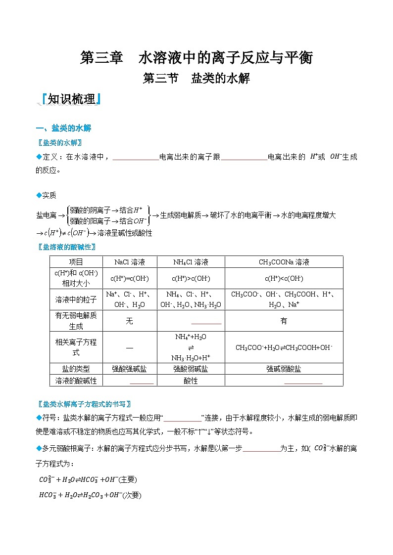 3.3 鹽類的水解（原卷版）第1頁(yè)