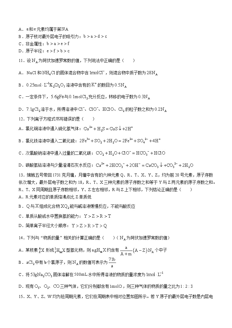 2024威海高一上学期期末考试化学含答案第3页