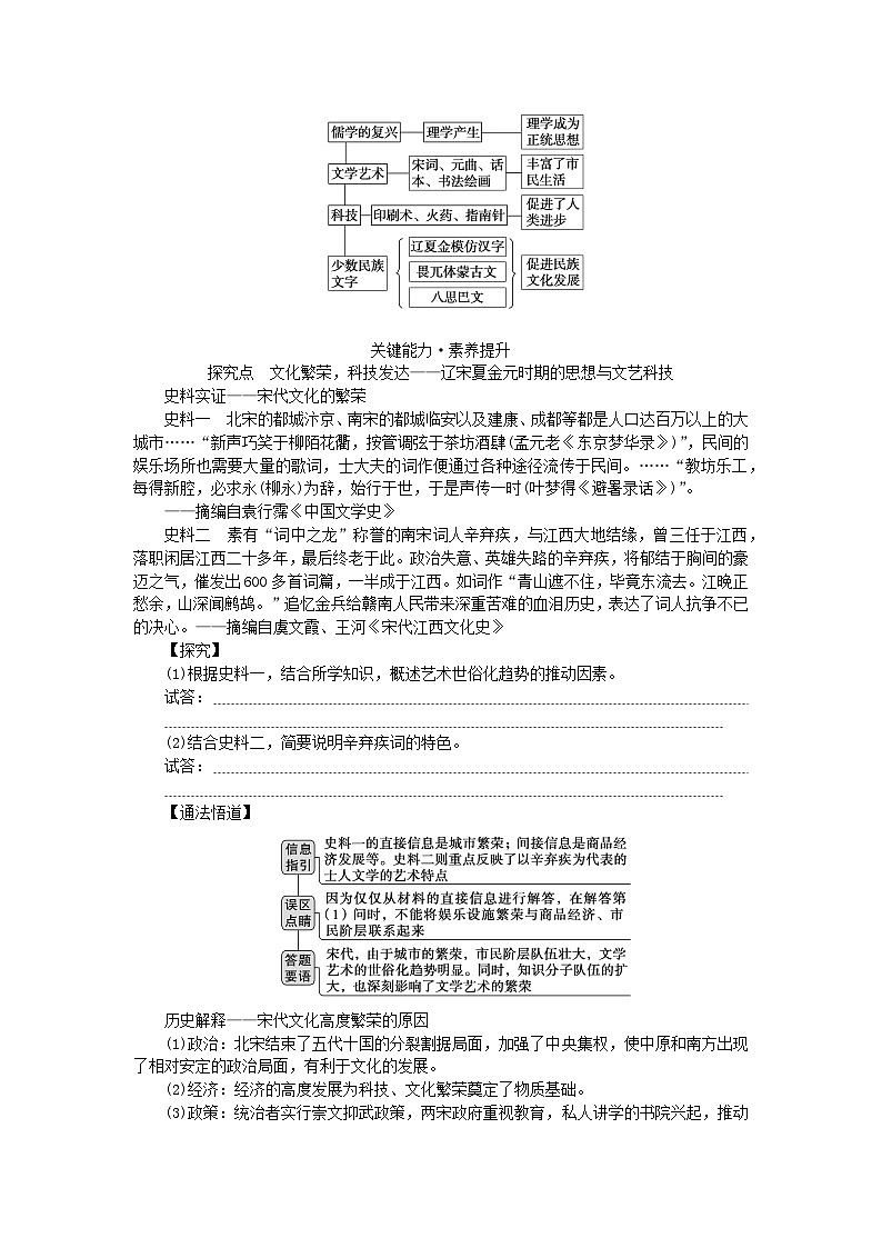 2024版新教材高考历史全程一轮总复习第一编中国古代史第三单元辽宋夏金多民族政权的并立与元朝的统一课题10辽宋夏金元的文化学生用书第3页