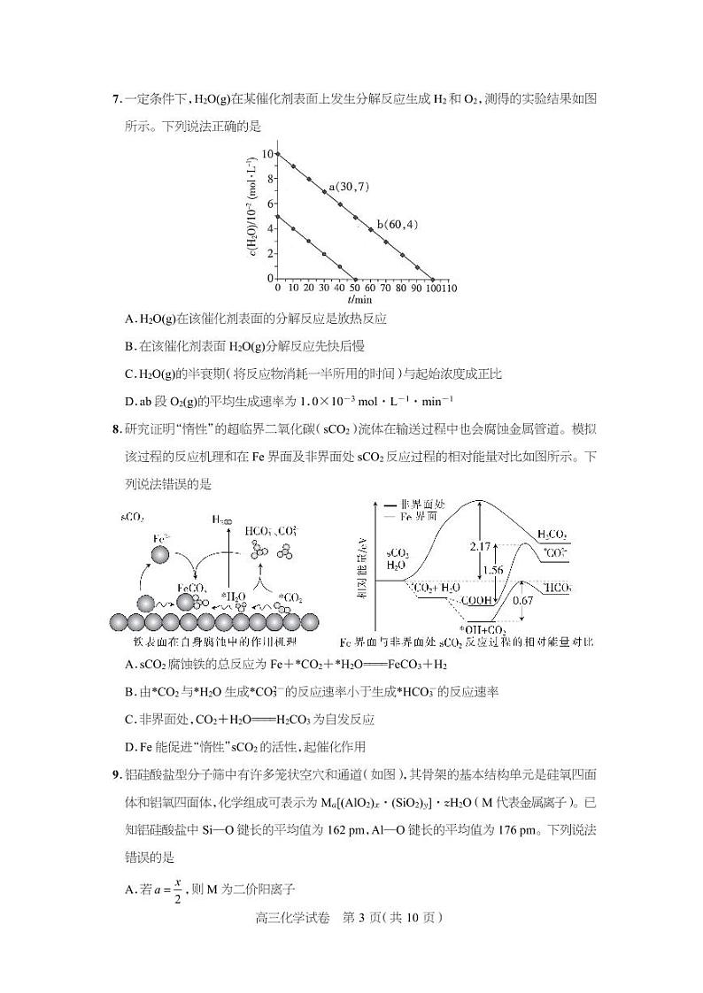 河北省衡水市2024届高三适应性考试(一) 化学试题第3页