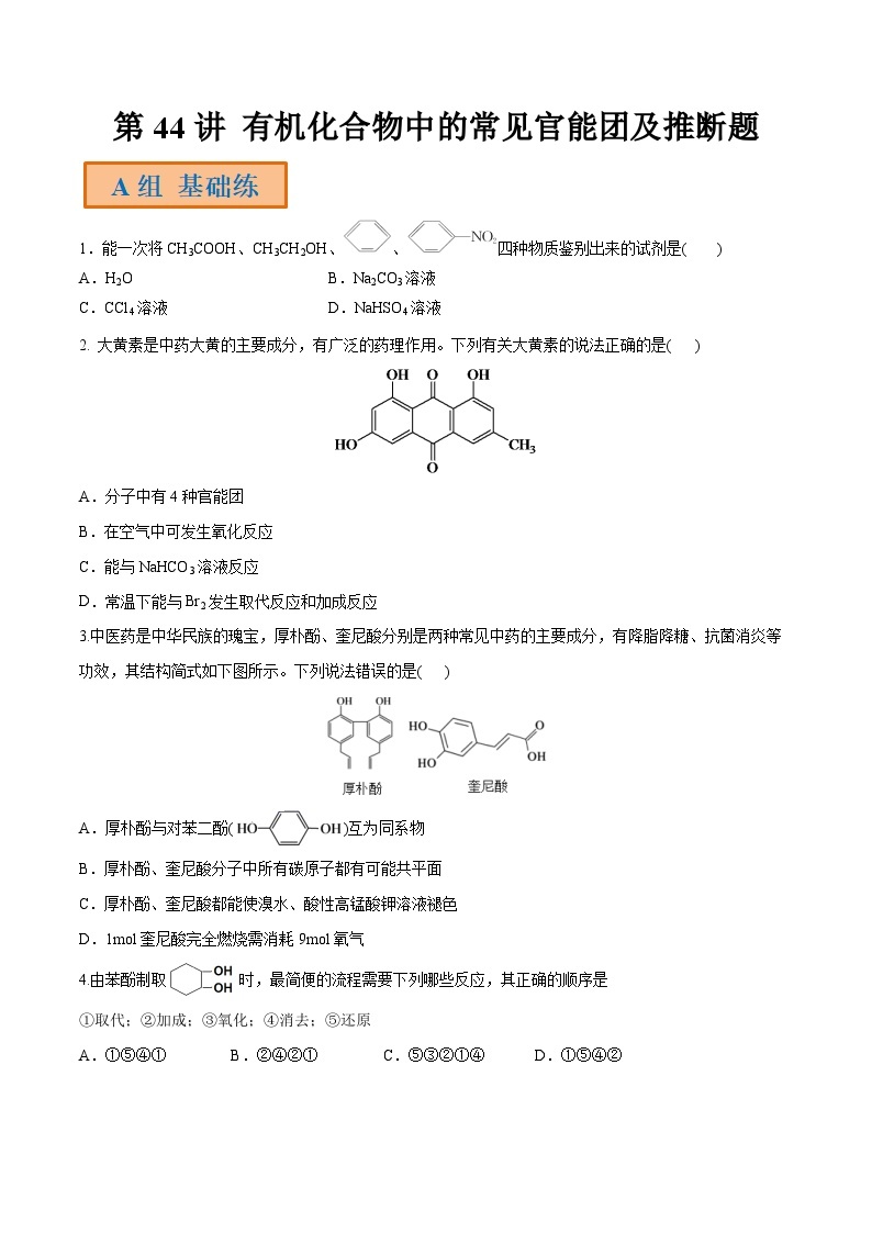 第44讲 有机化合物中的常见官能团及推断题-【高效备考】2024年高考化学一轮复习讲义+分层练习01