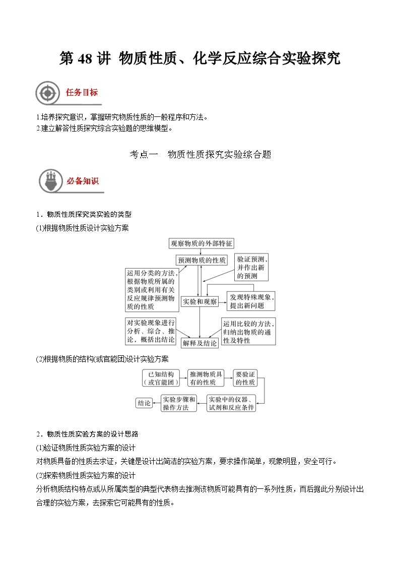 第48讲 物质性质、化学反应综合实验探究-【高效备考】2024年高考化学一轮复习讲义+分层练习01