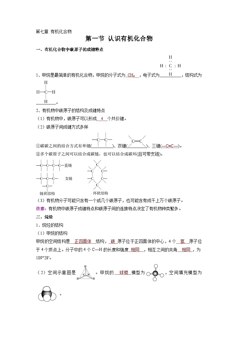 化学必背知识手册分类第七章 有机化合物-【知识手册】(人教版必修第二册)(教师版)8第1页