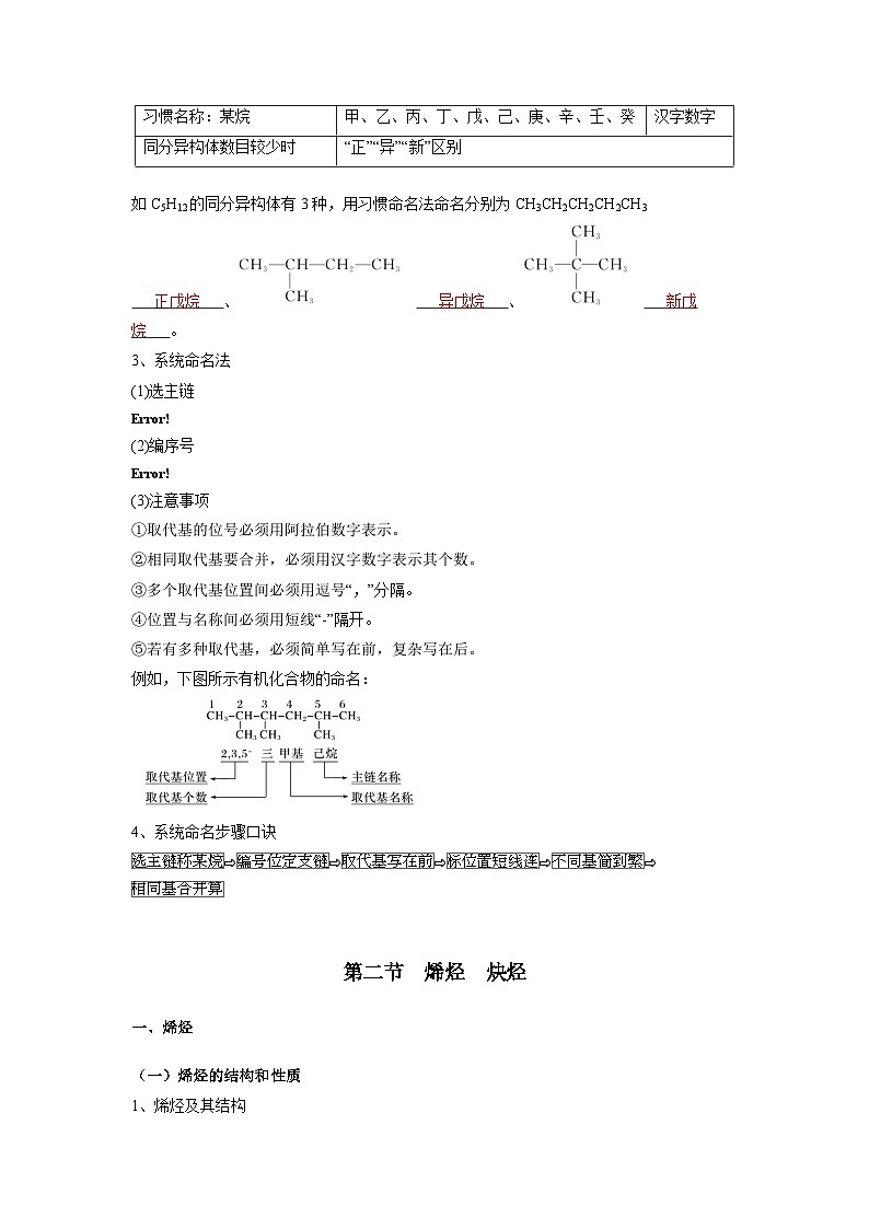 化学必背知识手册分类第二章 烃-【知识手册】(人教版选择性必修3)(教师版)6第3页