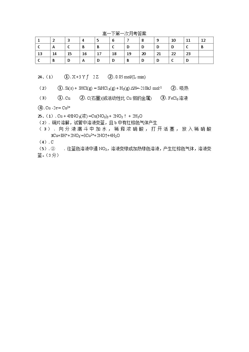 2022-2023学年江苏省扬州市红桥高级中学高一下学期3月阶段性测试化学试卷01