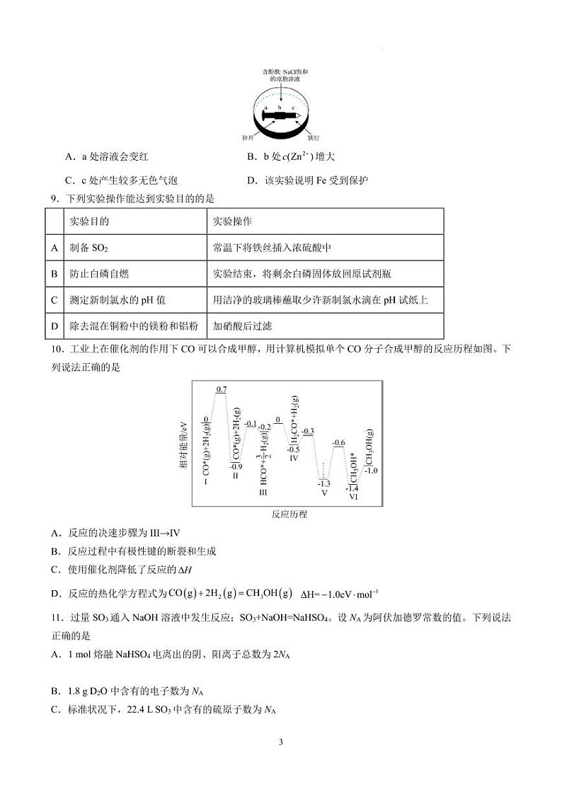 广东深圳外国语学校2024届高三上学期第三次月考化学试题第3页
