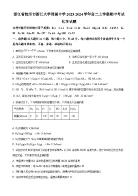 浙江省杭州市浙江大学附属中学2023-2024学年高二上学期期中化学试题(Word版附解析)