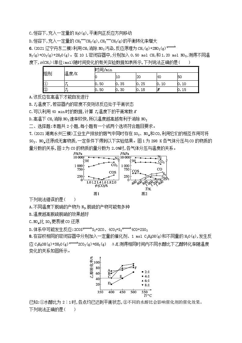 适用于新高考新教材广西专版2024届高考化学一轮总复习第七章化学反应速率与化学平衡课时规范练24化学平衡及其移动02