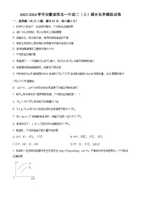 安徽省淮北市第一中学2023-2024学年高二上学期期末化学模拟试卷（Word版附解析）