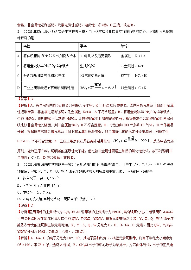 第17讲 元素周期律 元素周期表(练透)(教师版)第2页