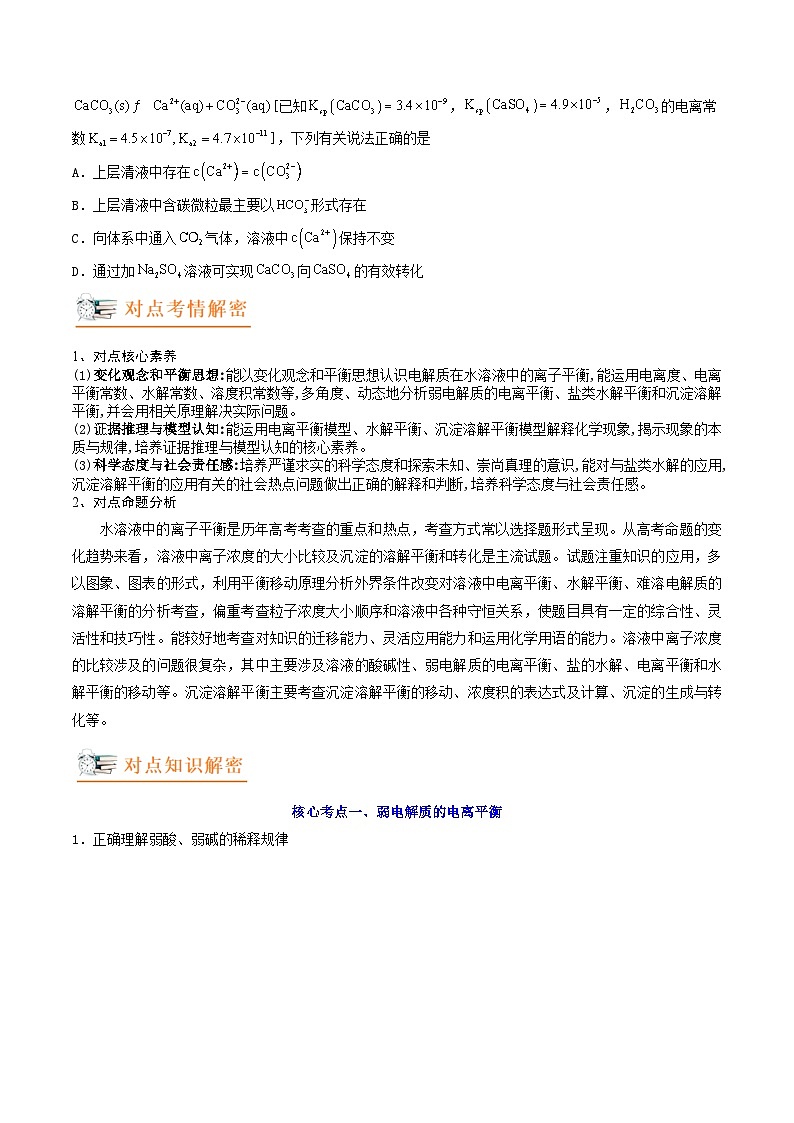 高考化学二轮复习讲义+分层训练(新高考专用) 高考解密08 水溶液中的离子反应与平衡(讲义)-【高频考点解密】(原卷版+解析)第3页