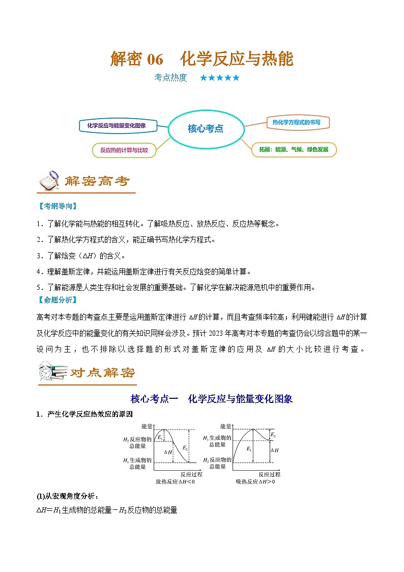 高考化学二轮复习讲义+分层训练(全国通用)解密06  化学反应与热能(讲义)(原卷版)第1页