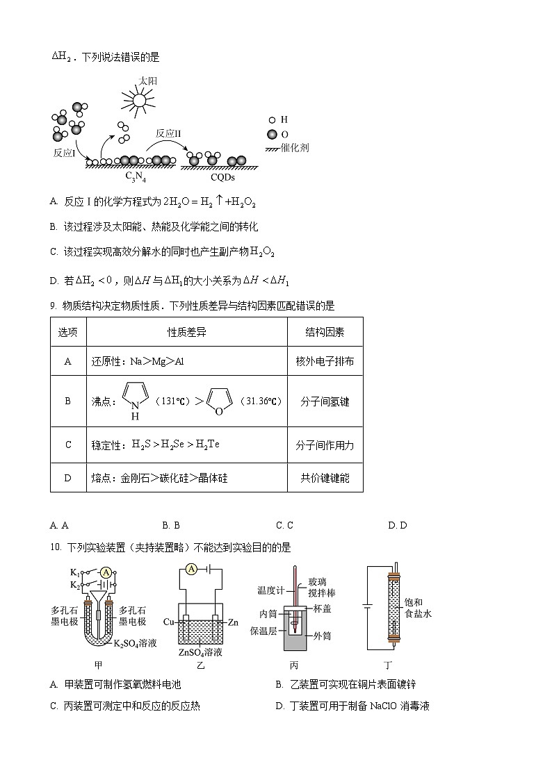精品解析:山东省青岛市2023-2024学年高二上学期1月期末化学试题(原卷版)第3页