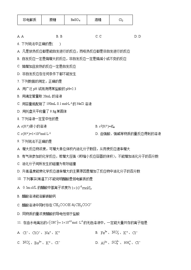 浙江省宁波三锋教研联盟2023-2024学年高二上学期期中联考化学试题(Word版附解析)02