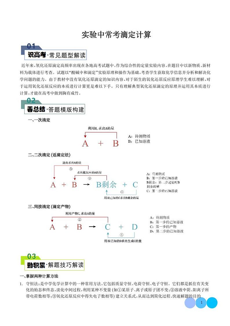实验中常考滴定计算(学生版)第1页