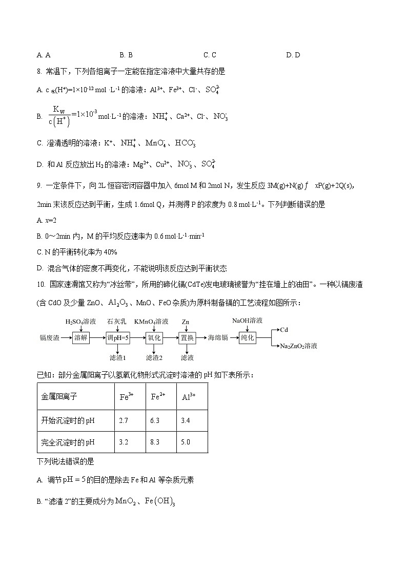 山东省济宁市实验中学2023-2024学年高二上学期期中考试化学试题(原卷版+解析版)03