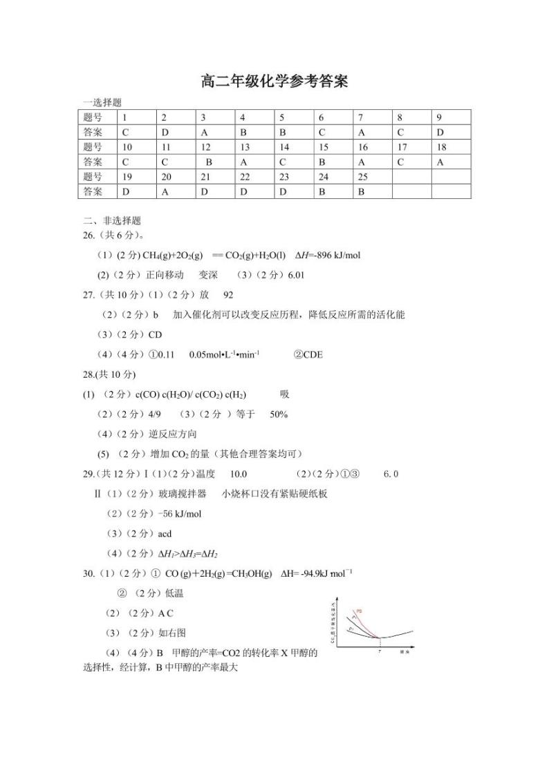 2023 学年高二第一学期浙江省精诚联盟 10 月联考化学试题及答题卡和答案01