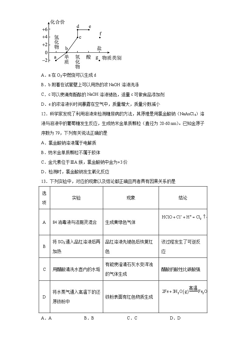 湖北省云学名校联盟2023-2024学年高一下学期3月联考化学试卷(含解析)03