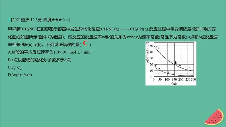 2025版高考化学一轮复习真题精练第七章化学反应速率与化学平衡第20练化学反应速率与化学平衡图象分析课件第4页