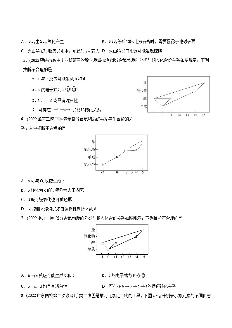 最新高考化学总复习高频考点必刷1000题 必练10 元素及其化合物、二维价态图30题(广东专用)03