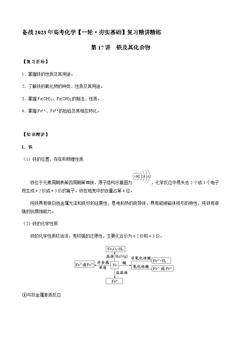 第17讲 铁及其化合物 -备战2023年高考化学【一轮·夯实基础】复习精讲精练01