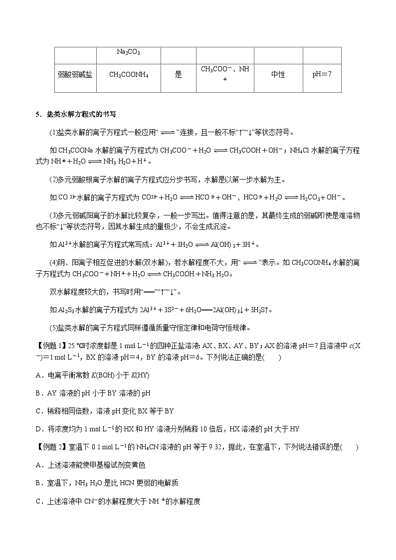 第40讲 盐类的水解 -备战2023年高考化学【一轮·夯实基础】复习精讲精练02