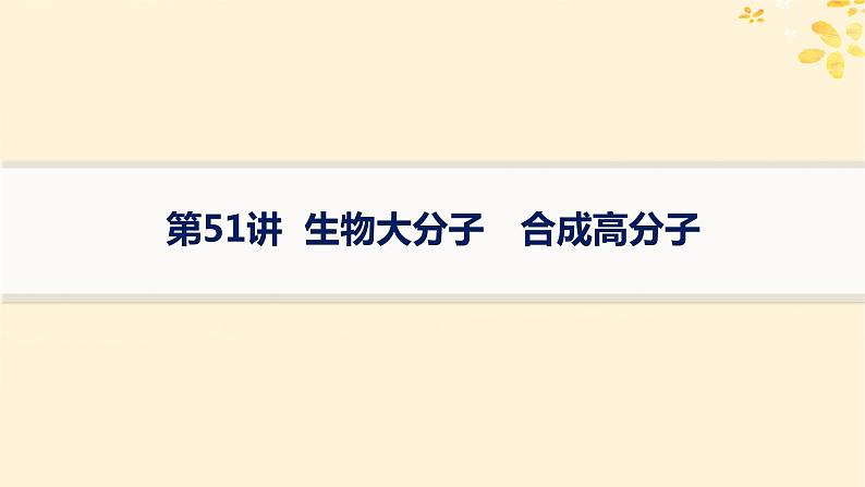 备战2025届新高考化学一轮总复习第9章有机化学基础第51讲生物大分子合成高分子课件01