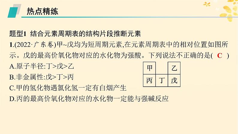 备战2025届新高考化学一轮总复习第5章物质结构与性质元素周期律热点专攻13元素推断与元素的性质课件07