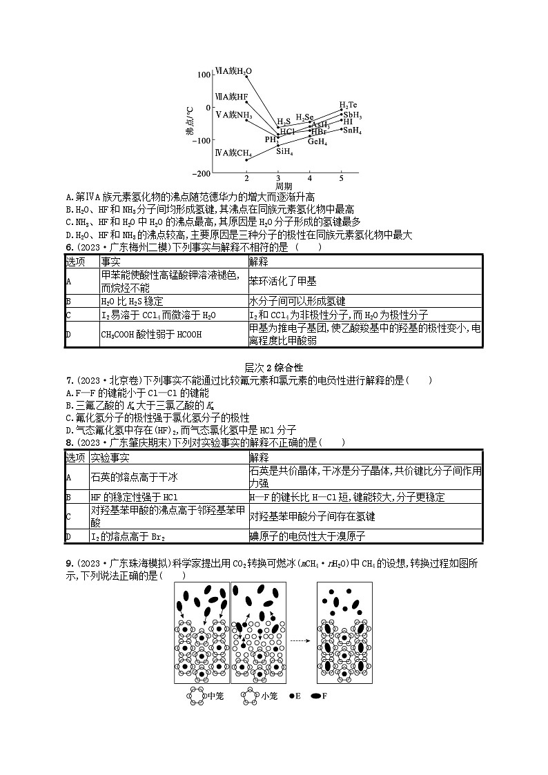 备战2025届新高考化学一轮总复习分层练习第5章物质结构与性质元素周期律第27讲分子的性质配合物和超分子(附解析)02