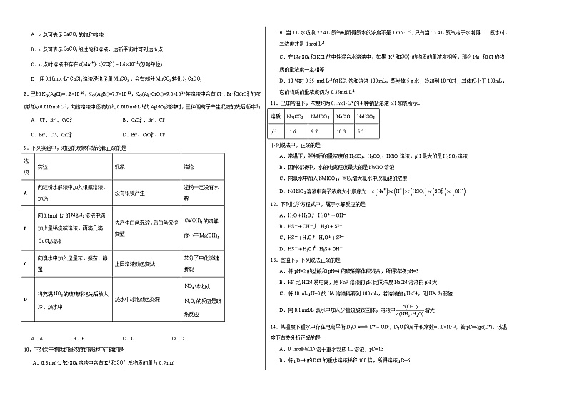 第3章水溶液中的离子反应与平衡单元练习第2页