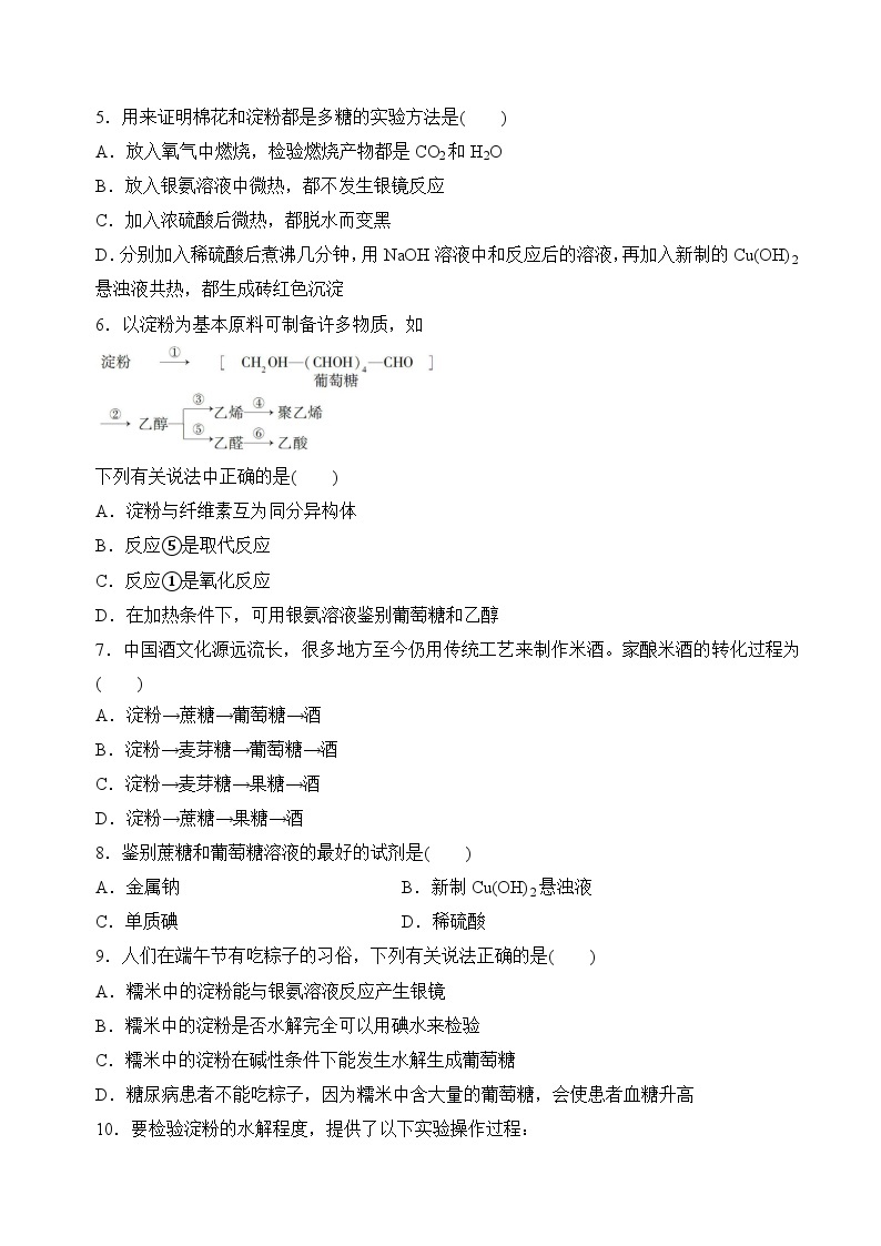 8.2.4糖类（分层练习）-2023-2024学年高一化学同步精品课件+分层练习（苏教版必修第二册）02