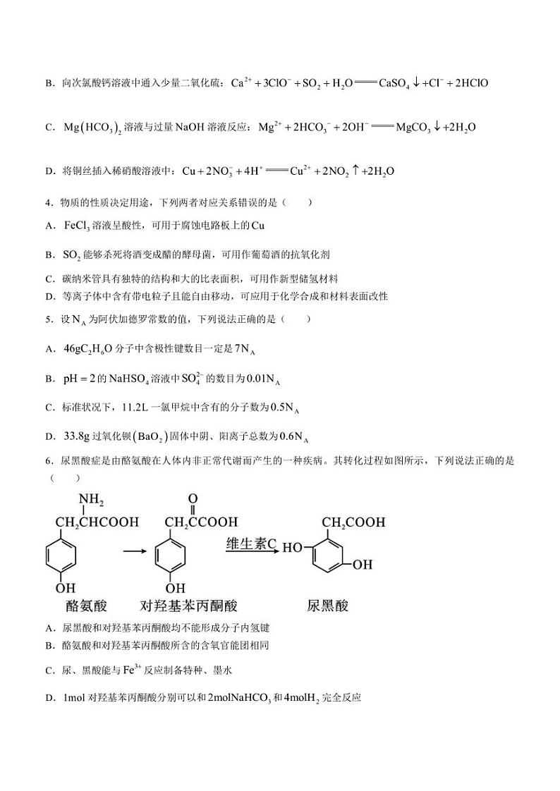 湖南省邵阳市2024届高三下学期二模化学试题 含答案02